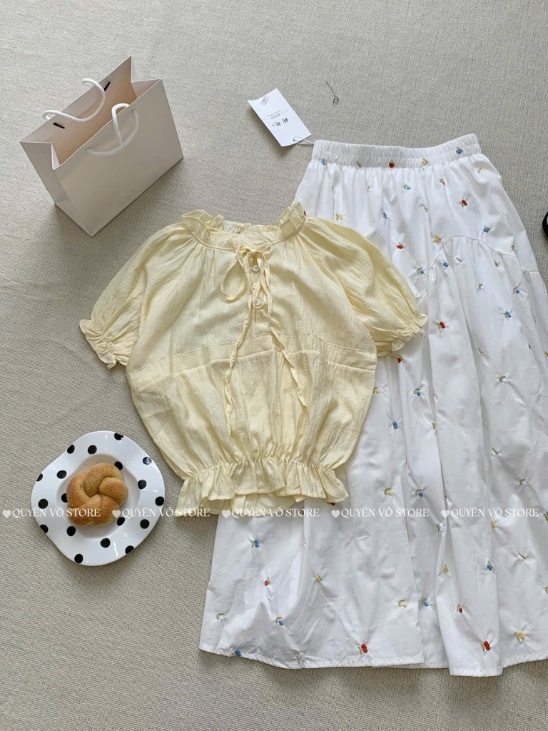 Áo đũi tơ tay phồng tk