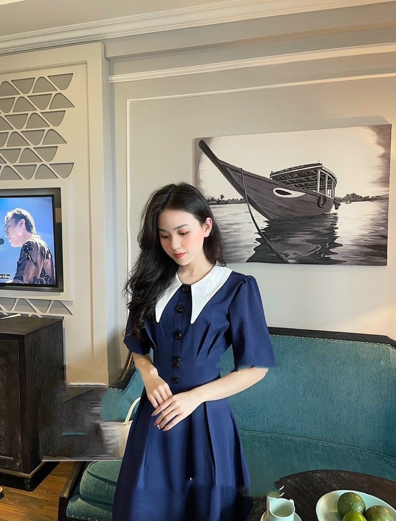 Đầm maxi cổ peter