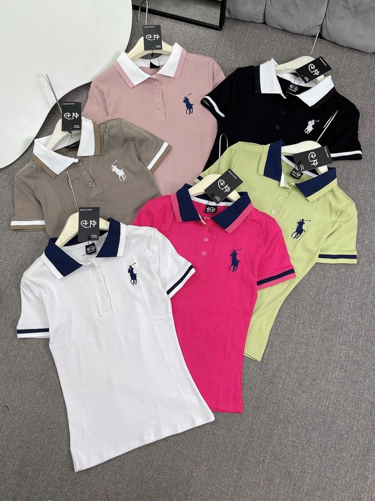 Áo thun cổ bẻ thêu ngựa - Form vừa