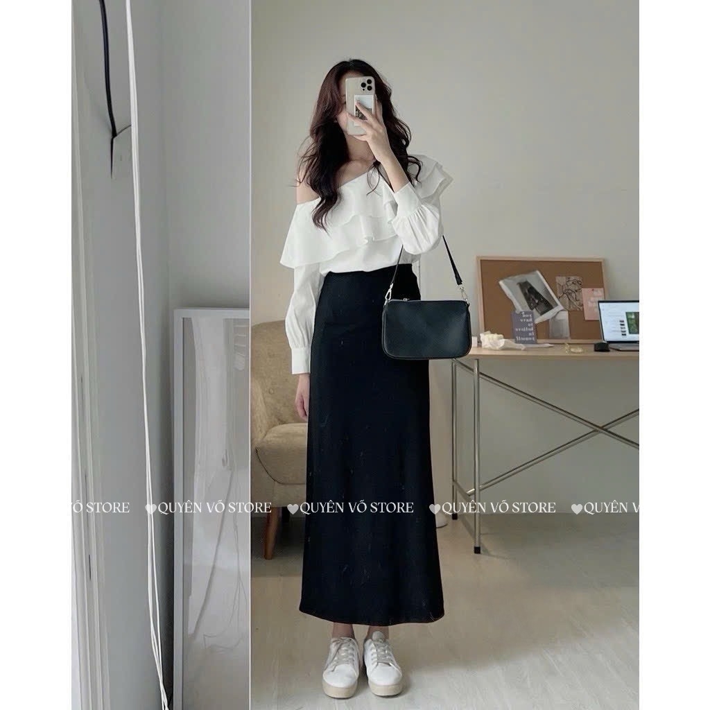 Chân váy cotton dáng dài chữ A