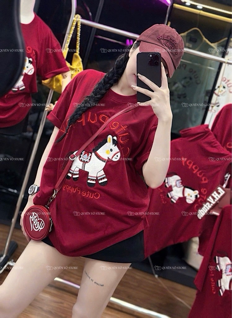 Áo thun ngựa cute - Form rộng dưới 65kg