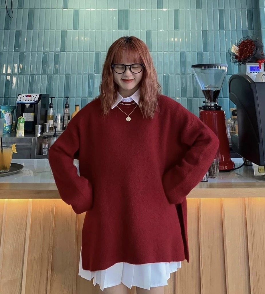 Đầm sơ mi trắng phối gile