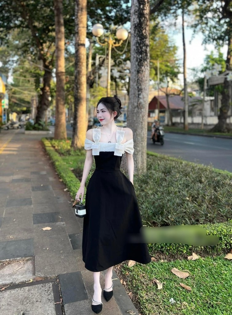 BIGSIZE 55-65kg - Đầm nơ trễ vai đính đá