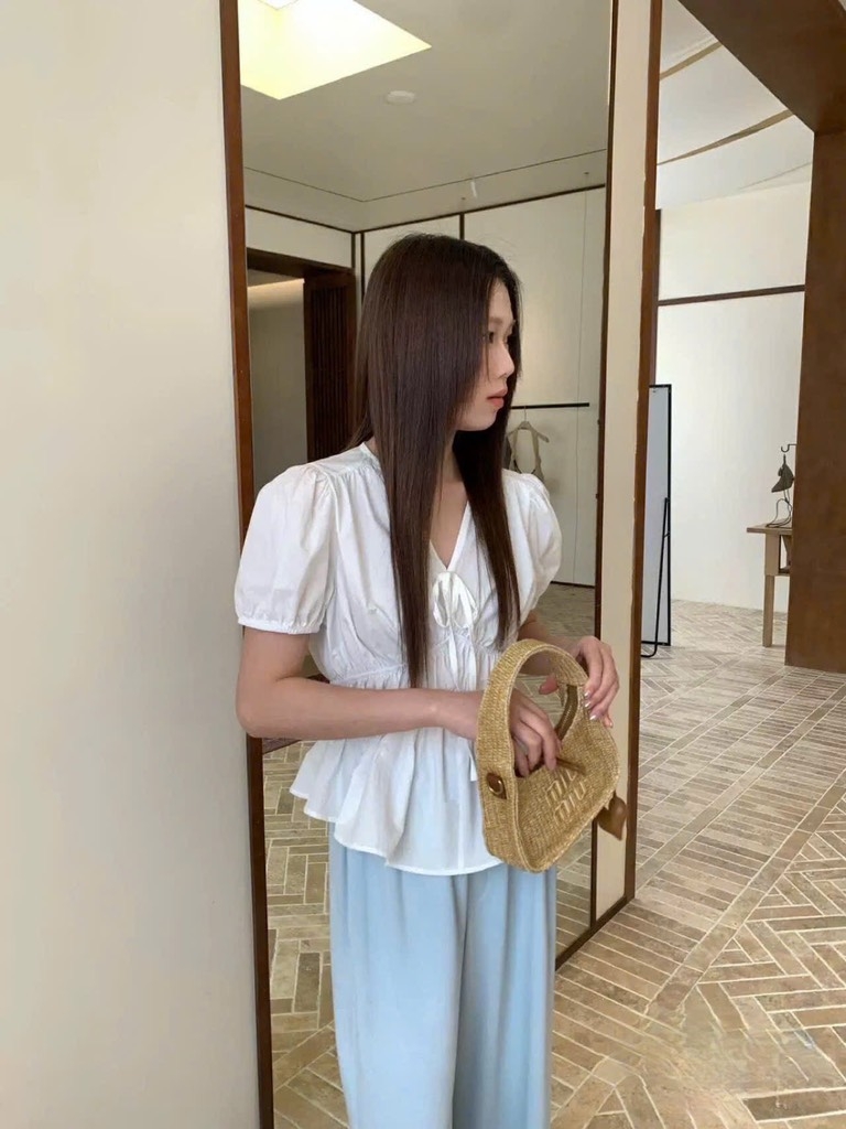 Áo thô cổ V chun eo tk - 838