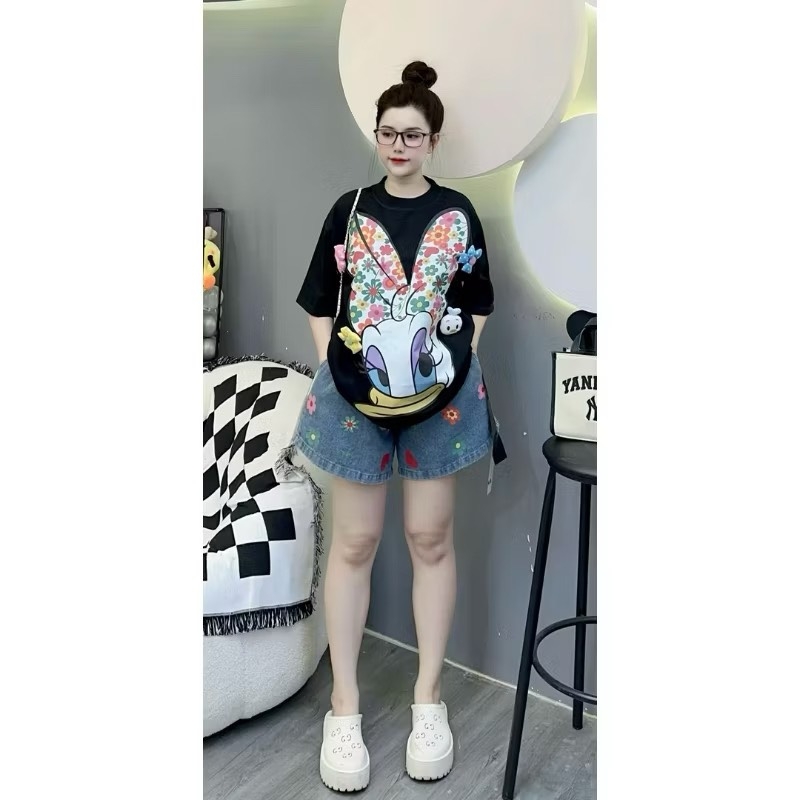 Áo thun vịt nơ hoa