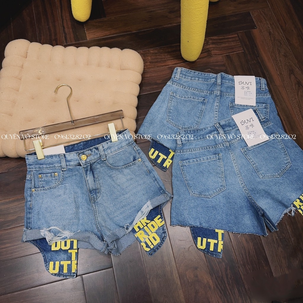 QJ 790 Quần jean short túi vàng - S - L