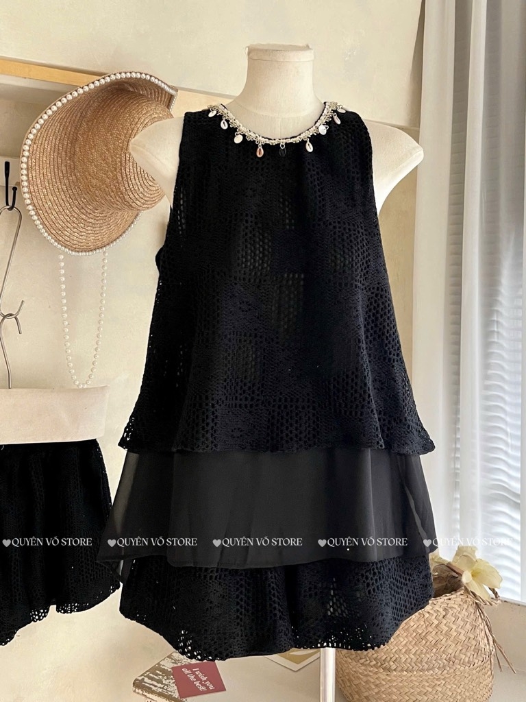Set bộ áo ren sát nách - 408