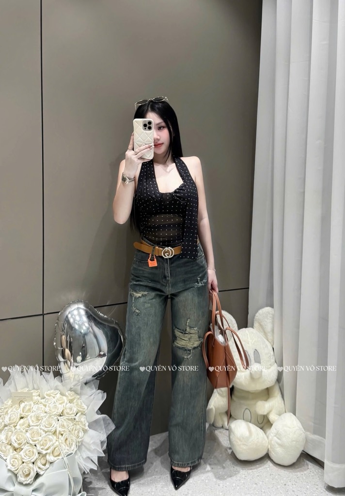 QJ 6812 Quần jean suông