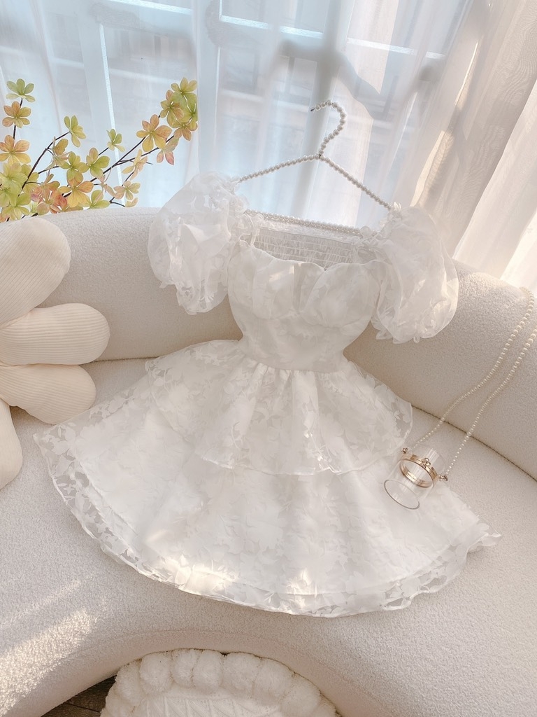 Đầm ren hoa cột lưng - S