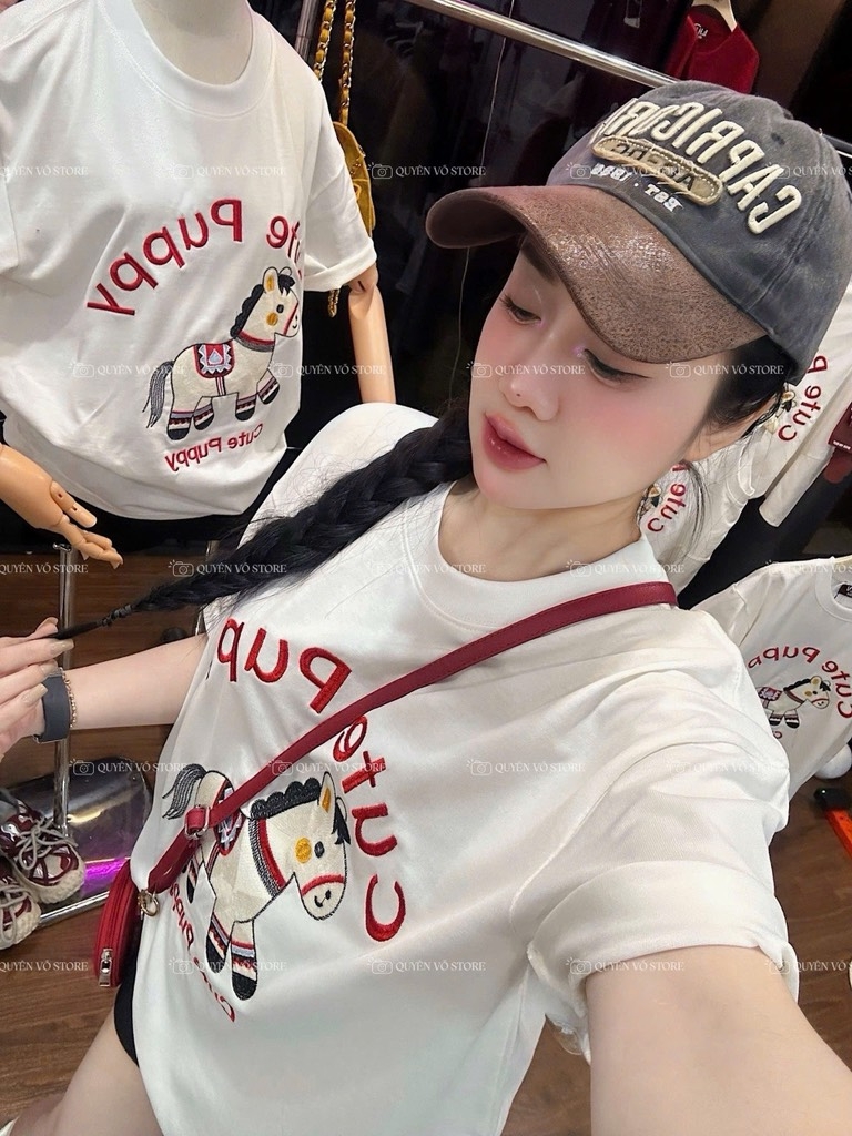 Áo thun ngựa cute - Form rộng dưới 65kg