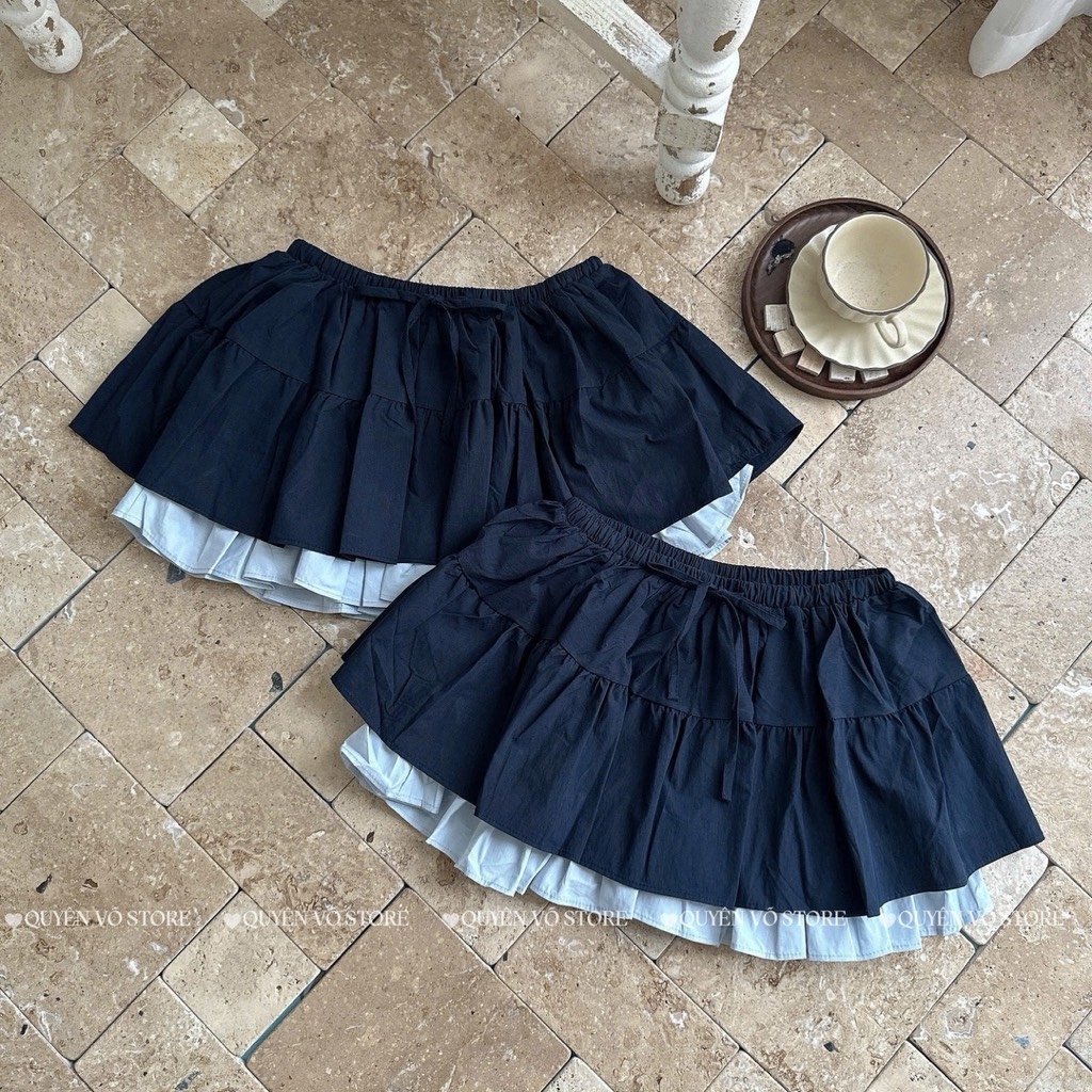 Chân váy tầng phối