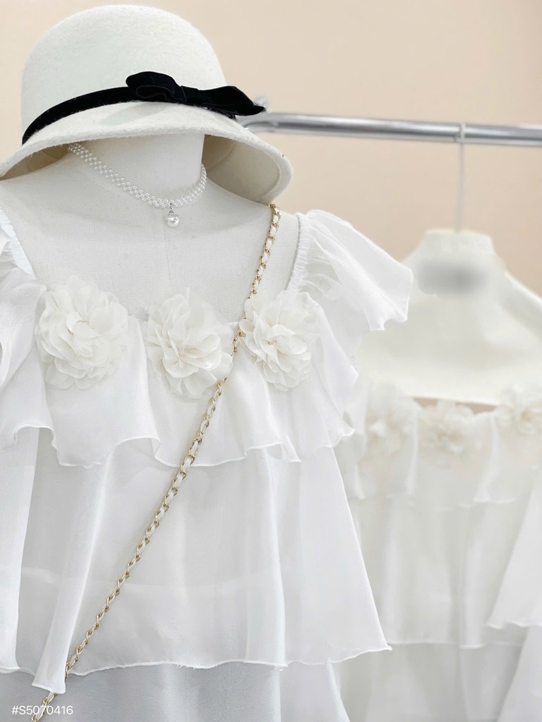 Set áo Babydoll voan tầng x chân váy