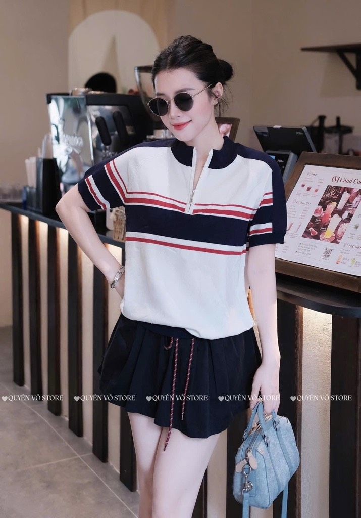 Áo khóa kẻ sọc ngang