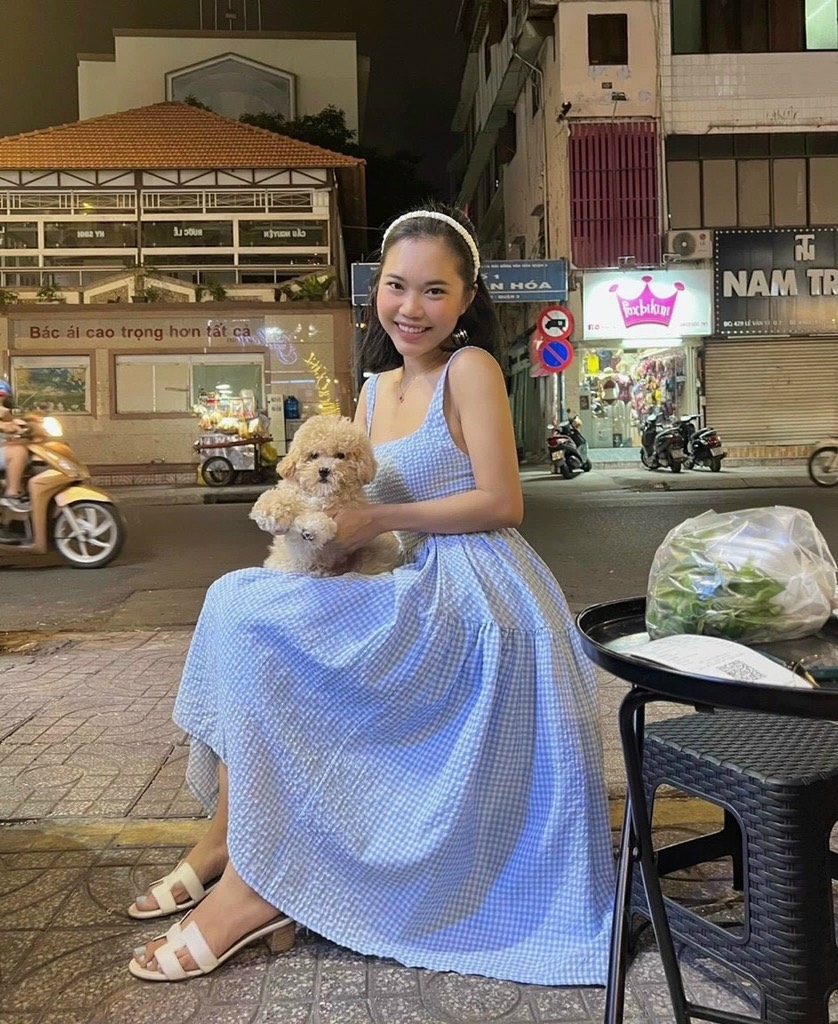 Đầm maxi caro 2 dây bản