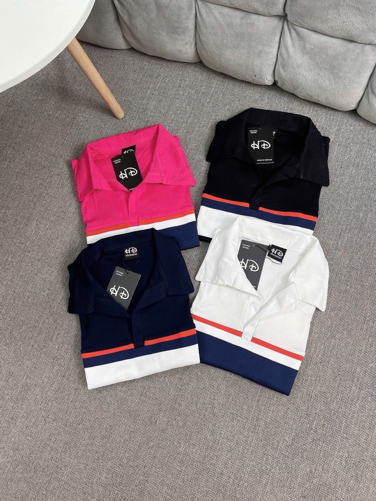 Áo thun cổ bẻ phối màu - Form vừa