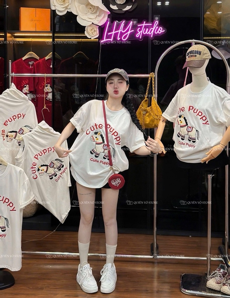 Áo thun ngựa cute - Form rộng dưới 65kg