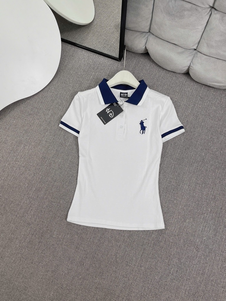 Áo thun cổ bẻ thêu ngựa - Form vừa