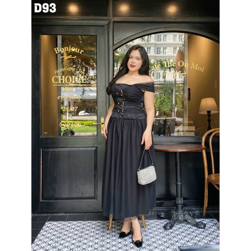 BIGSIZE 55-65kg - Đầm lưới 3 khuy thiết kế xòe