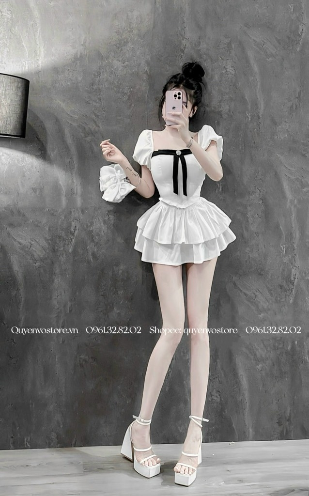 Set Hot Girl nơ ngực kèm tag đá bling