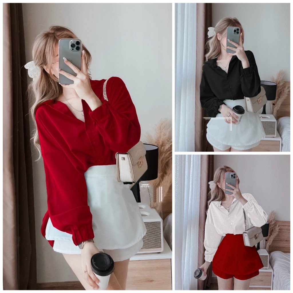 Set sơ mi rút eo kèm cv 3M
