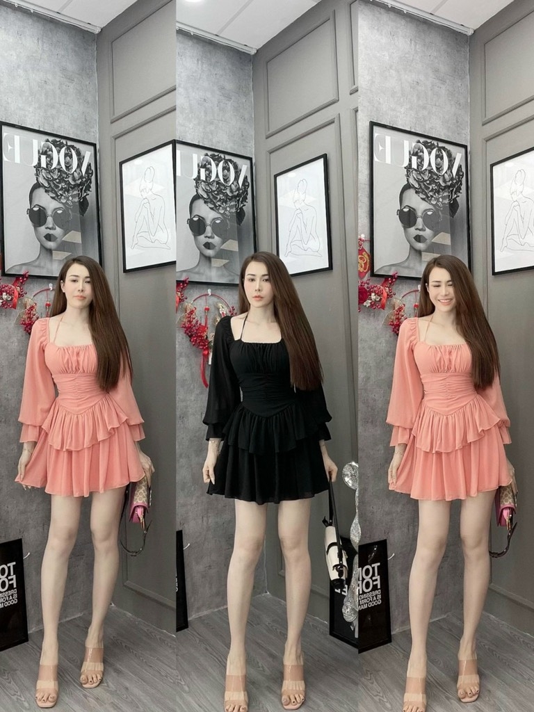 Đầm voan xòe tầng - S M