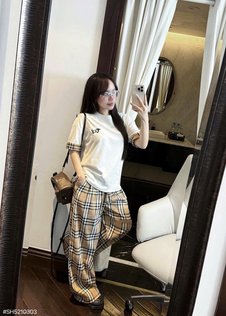 Set thun quần suông BBR - Trắng
