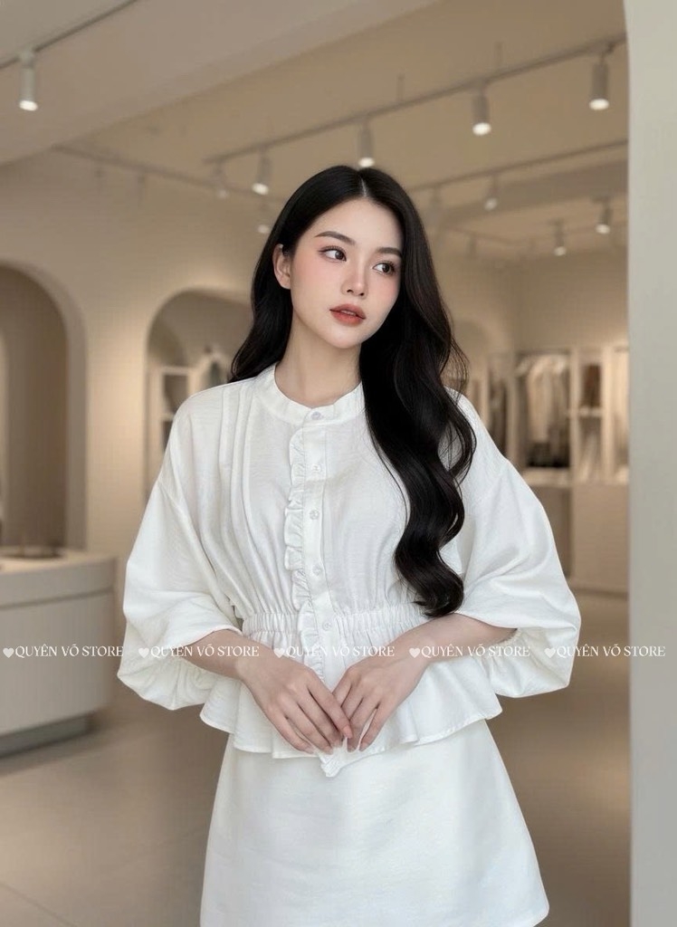 Áo sơ mi tay bồng - Trắng