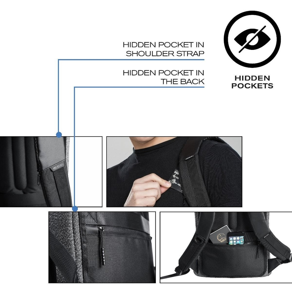 Balo Urban Cut Proof Anti-Theft (Xám) | TL Vietnam