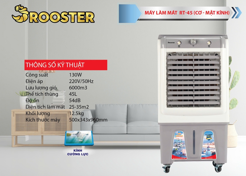 Quạt làm mát 45L Rooster RT45 Cơ