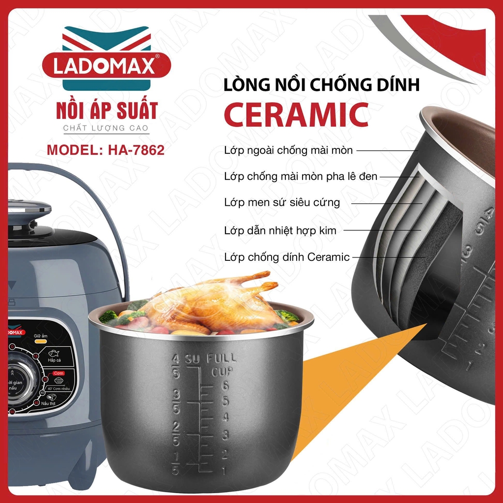 Nồi áp suất 2.8L Ladomax Ha7862 (1tx4)