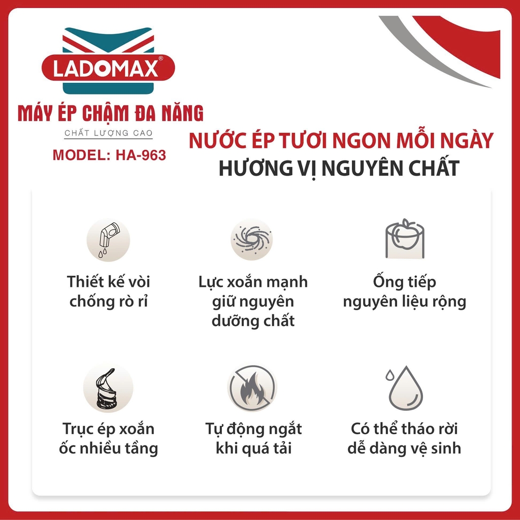 Máy ép chậm cao cấp Ladomax Ha-963