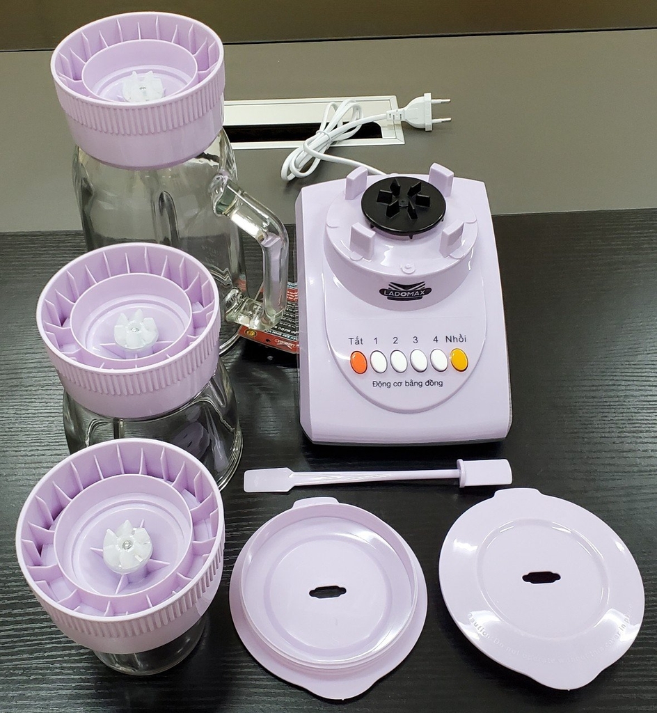 Máy xay sinh tố 3 cối thủy tinh Ladomax Ha-9166-3 (1tx6)