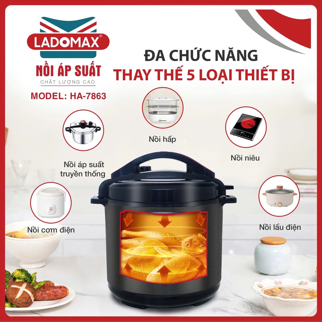 Nồi áp suất 6.0L Ladomax Ha7863 (1tx4)