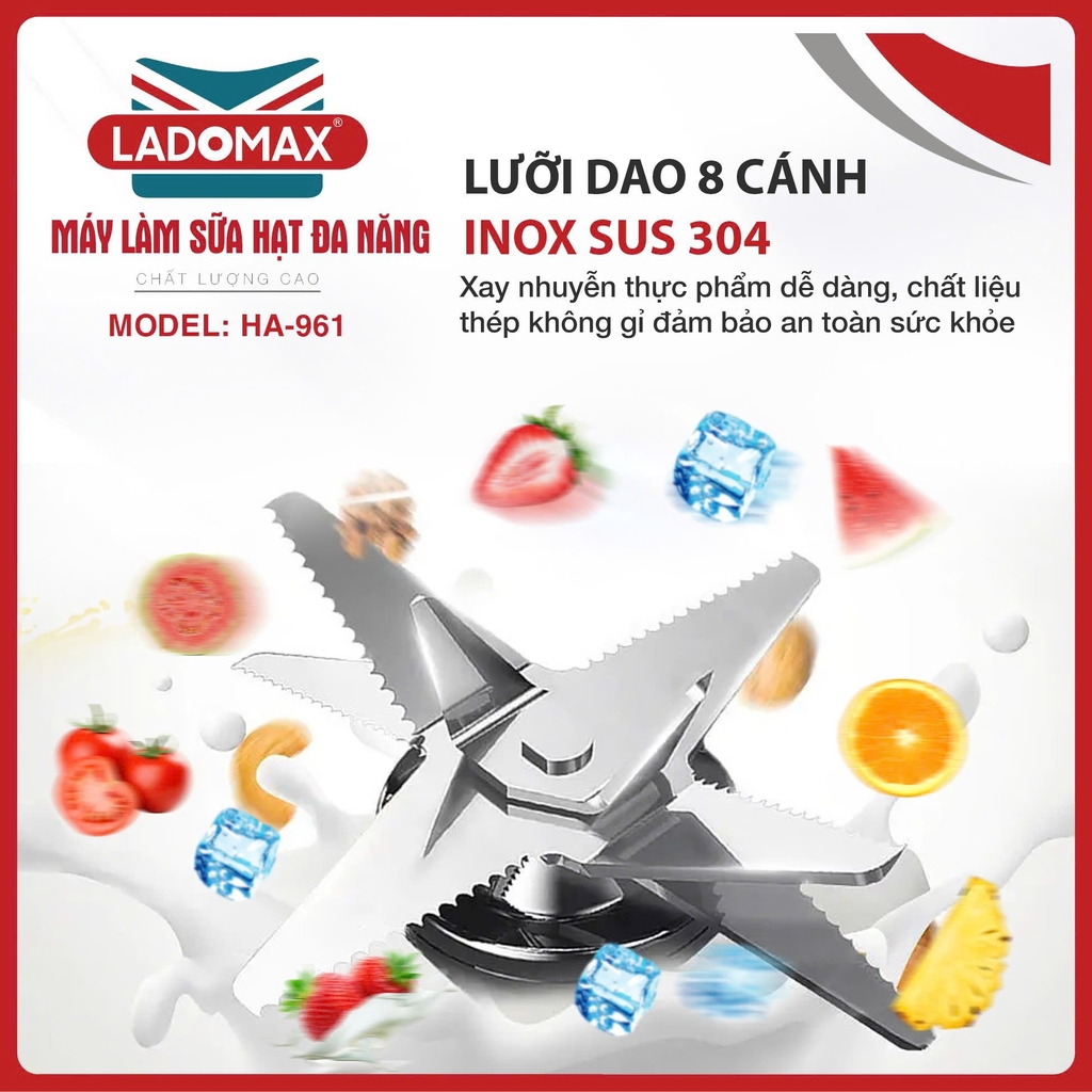 Máy xay nấu sữa hạt đa năng Ladomax Ha-961 (1tx4)