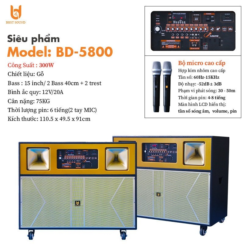 Loa kéo tủ Bestsound BD-5800 Basa 40 đôi, 300W