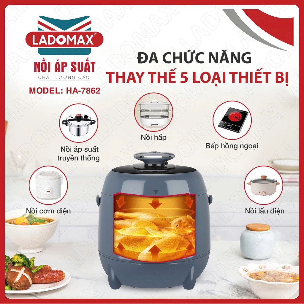Nồi áp suất 2.8L Ladomax Ha7862 (1tx4)