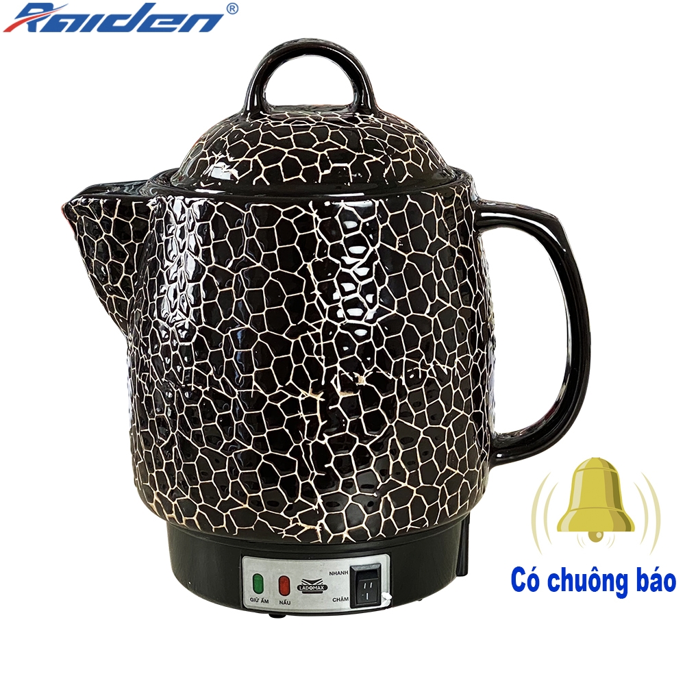 Ấm Sắc Thuốc Điện Ladomax Ha-8833Den Màu Đen, Có Chuông Báo (1tx8)