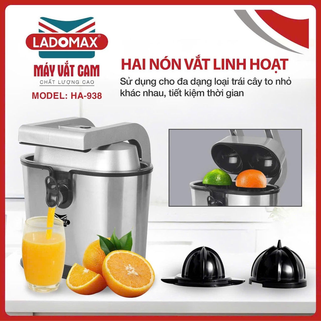 Máy vắt cam 2 đầu ép Ladomax Ha-938 (1tx6)