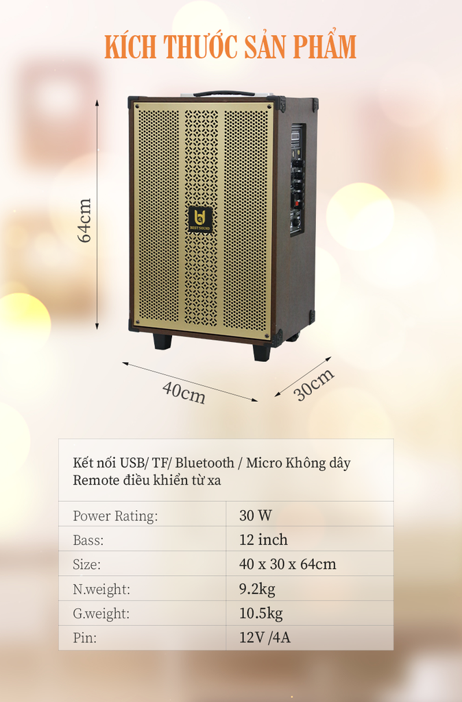 Loa kéo Bestsound BD-1080, Bass 10 inch, 30W