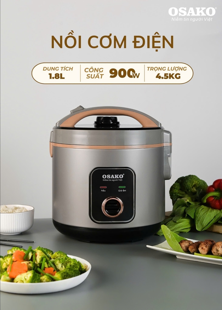 Nồi cơm điện 1.8L Osako OCD-218 (1tx4)