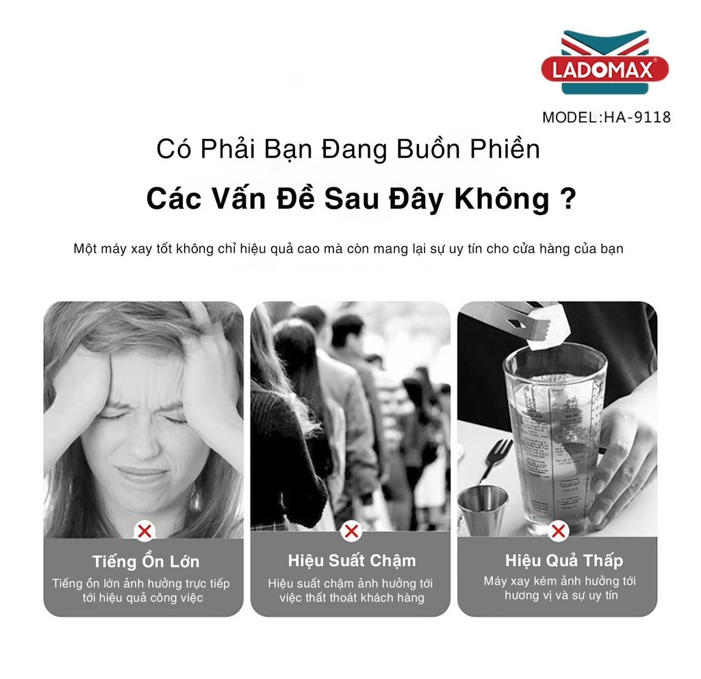 Máy xay sinh tố công nghiệp Ladomax Ha-9118 (1tx2)