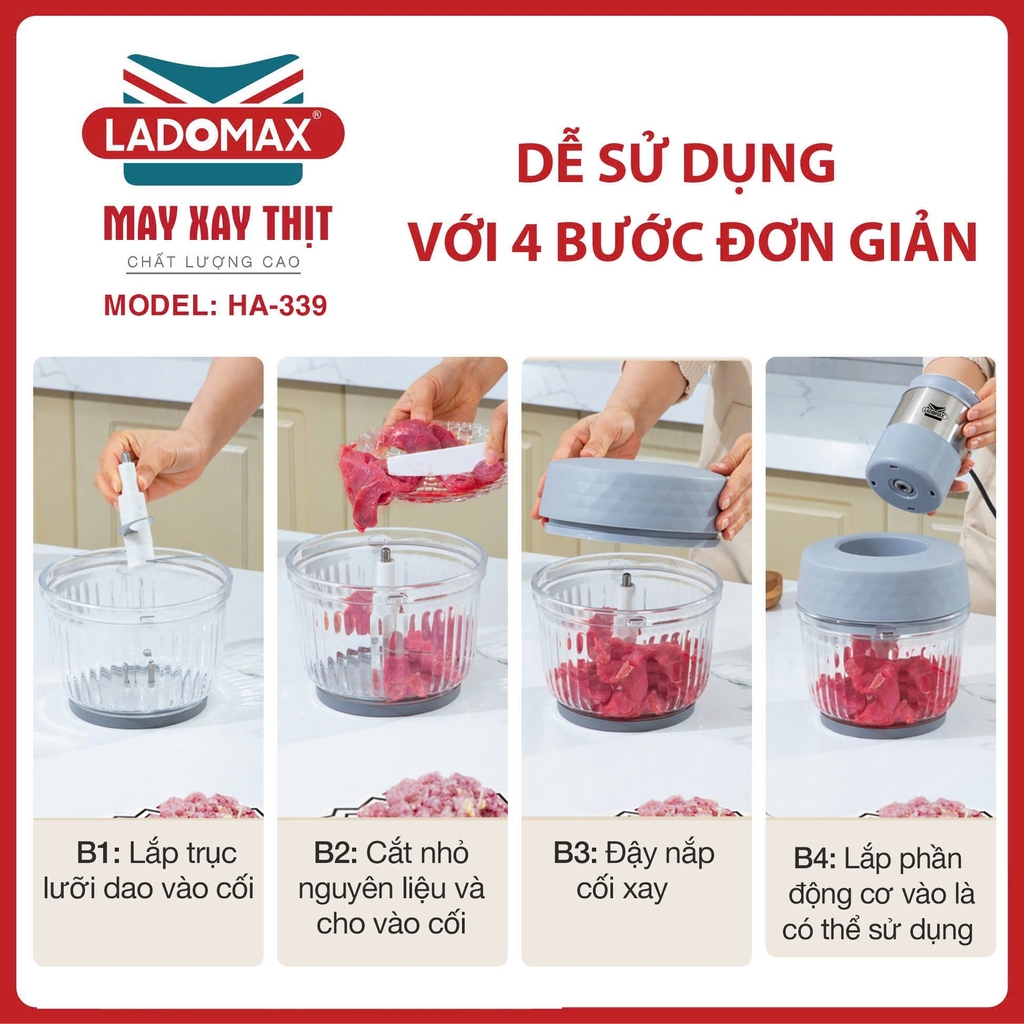Máy xay thịt 3 cối Ladomax Ha-339 (1tx1)