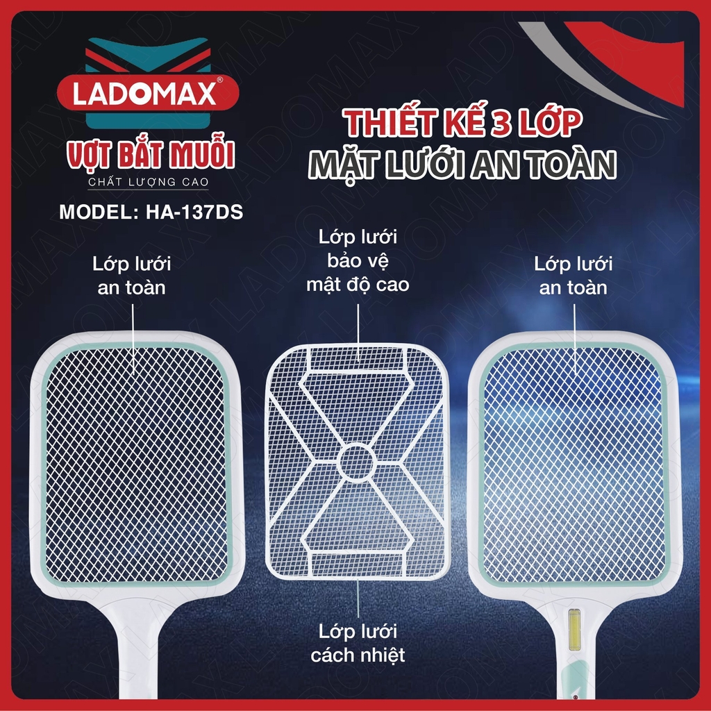 Vợt Muỗi Ladomax Ha-137DS (1tx50)