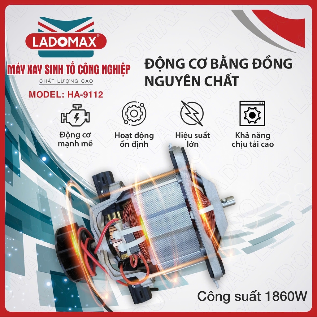 Máy xay sinh tố công nghiệp Ladomax Ha-9112 (1tx4)