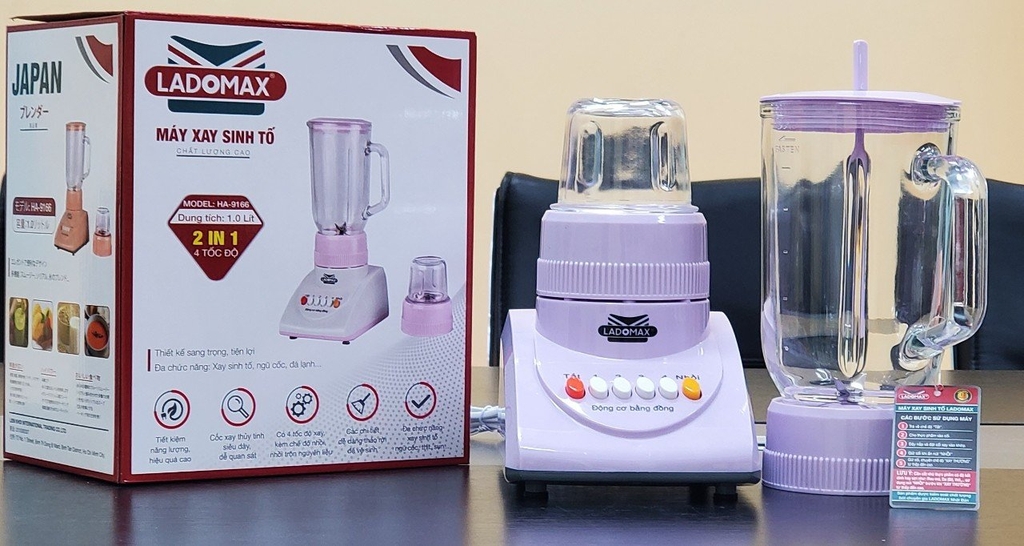 Máy xay sinh tố 2 cối thủy tinh Ladomax Ha-9166-2 (1tx8)