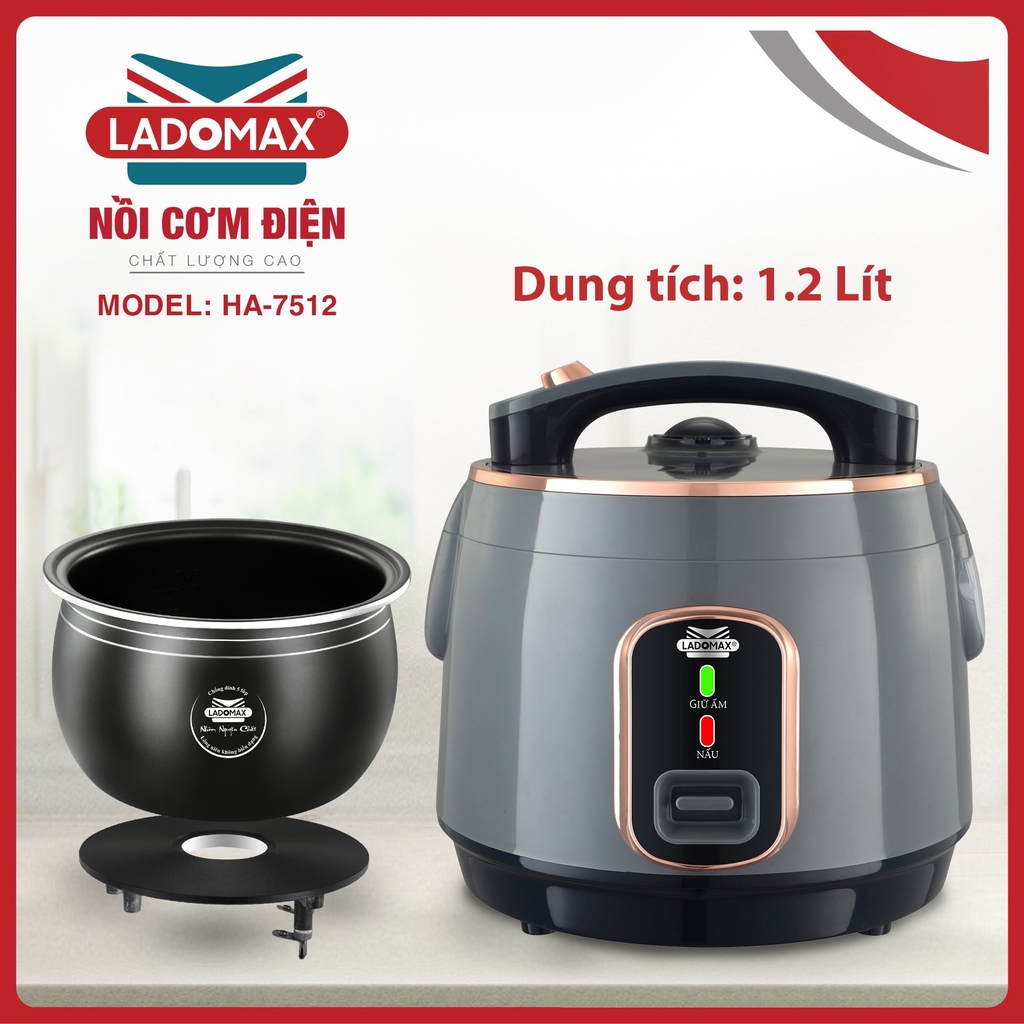 Nồi cơm điện nắp gài 1.2L Ladomax Ha-7512 (1tx6)