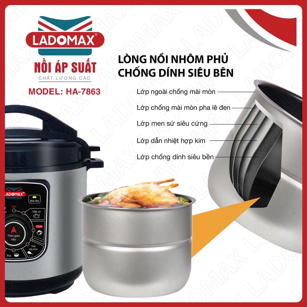 Nồi áp suất 6.0L Ladomax Ha7863 (1tx4)