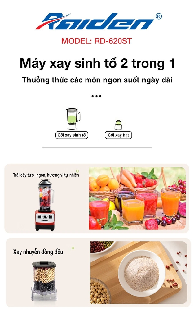 Máy xay sinh tố Raiden RD-620ST (1tx6)