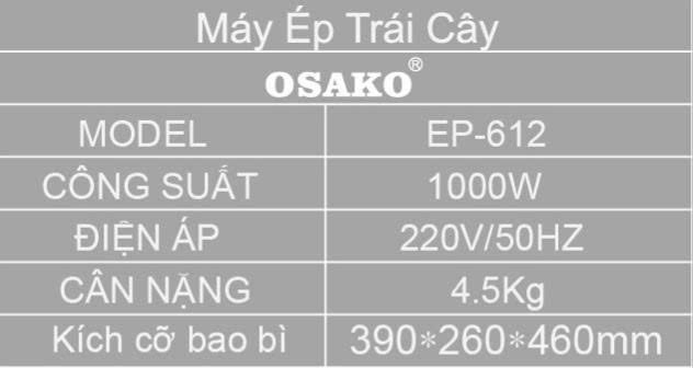 Máy ép nhanh chuyên nghiệp Osako EP612 (1tx3)