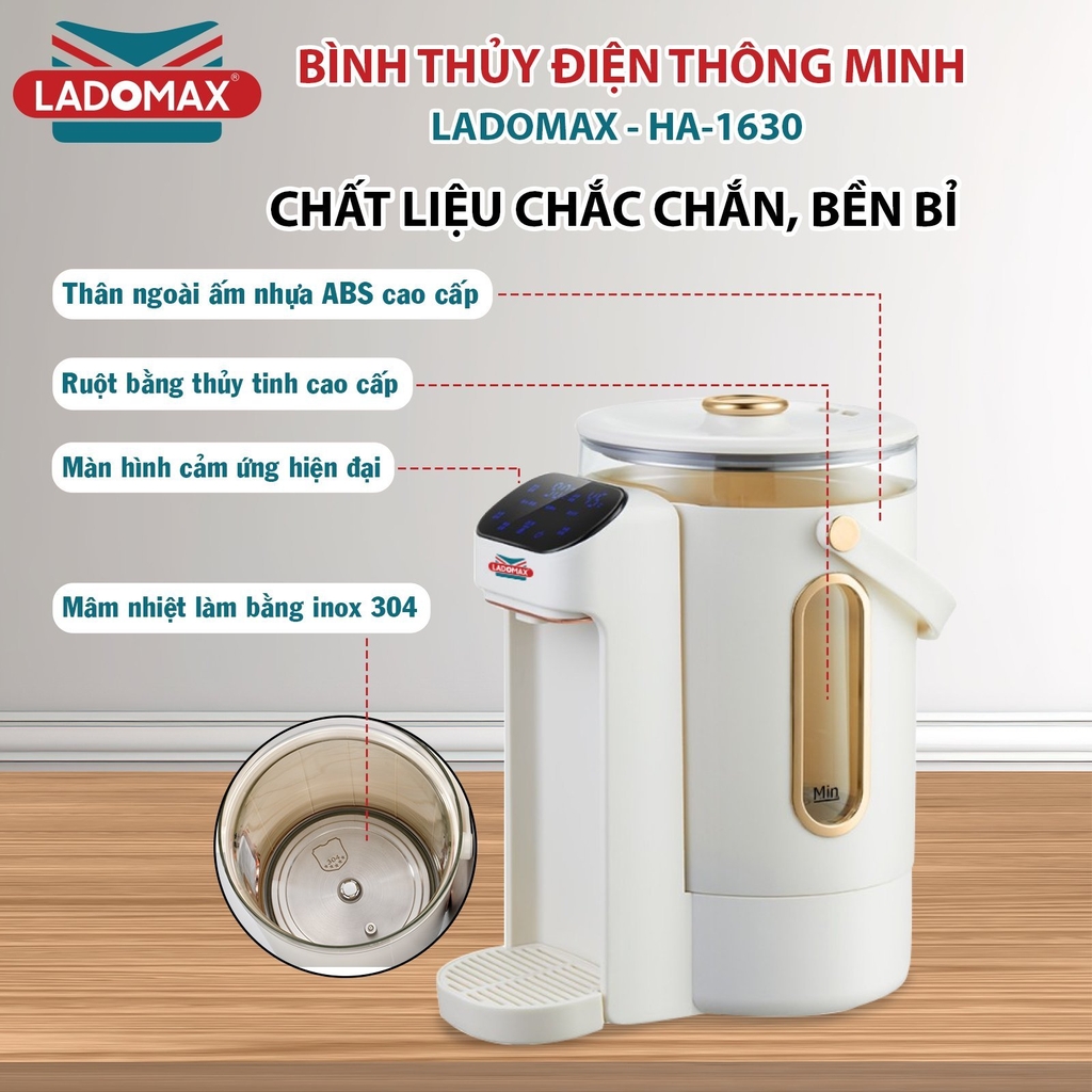 Bình thủy điện, bình đun nước thông minh Ladomax Ha-1630 (1tx4)